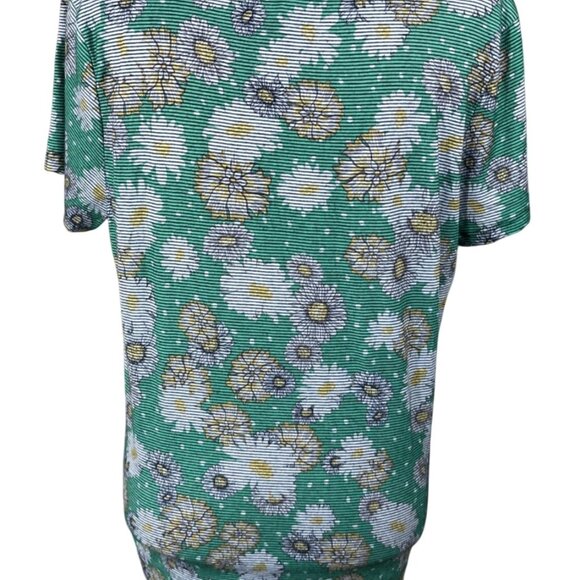 Christopher & Banks T-Shirt Green Daisy Size L Large Short Sleeve - Picture 3 of 7